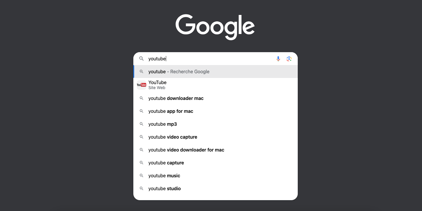 suggestions de sites google