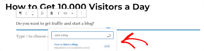 ajouter un lien interne dans un article