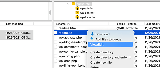 Editer le fichier robots depuis un ftp