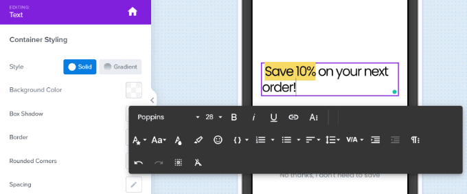 Modification du texte de votre popup OptinMonster