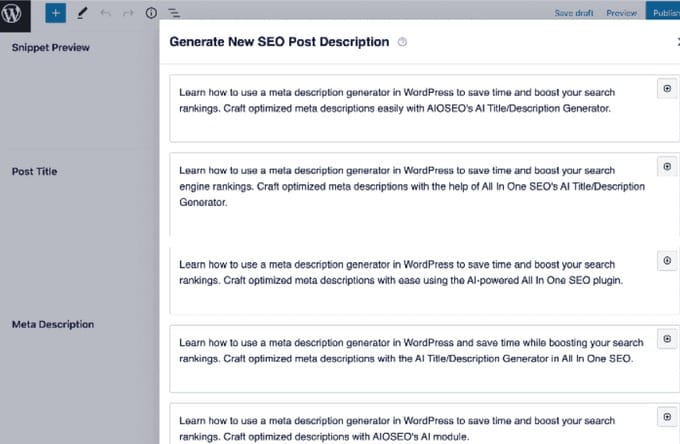 Génération d'une meta description par ia
