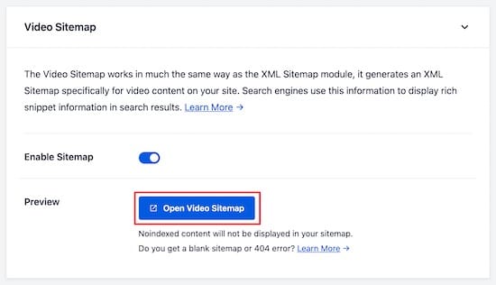 ouvrir le sitemap video