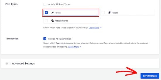 Vous pouvez paramétrer le type de post de vos sitemap video