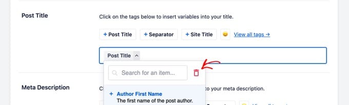 tags par défaut a supprimer du titre seo