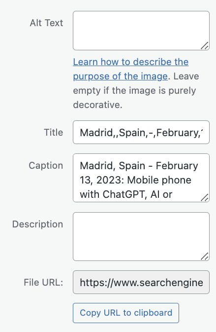 exemple détails alt image dans wordpress