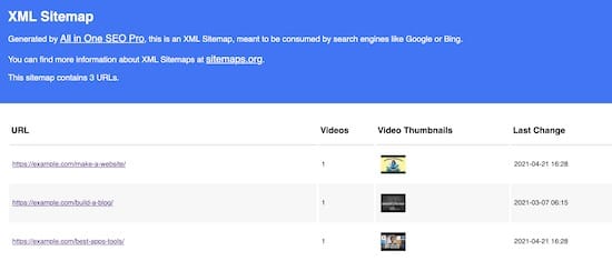 la video est incluse dans le sitemap video