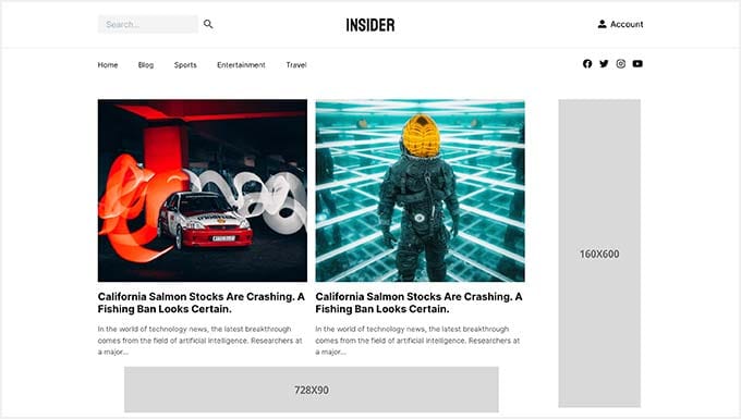 Modèle de thème SeedProd Adsense