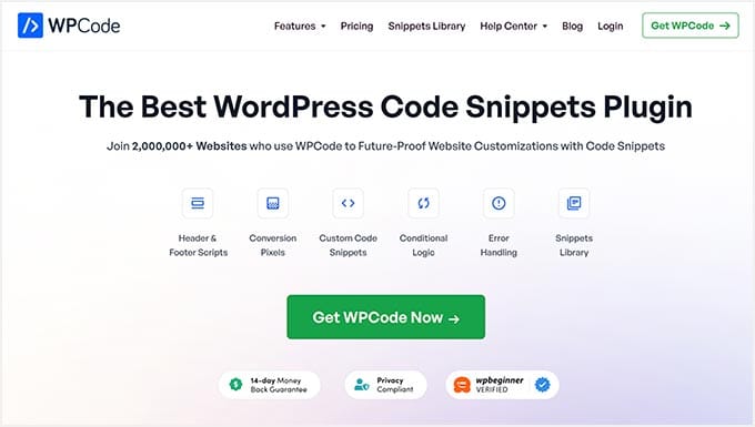 WPCode – Meilleur plugin d’extraits de code WordPress