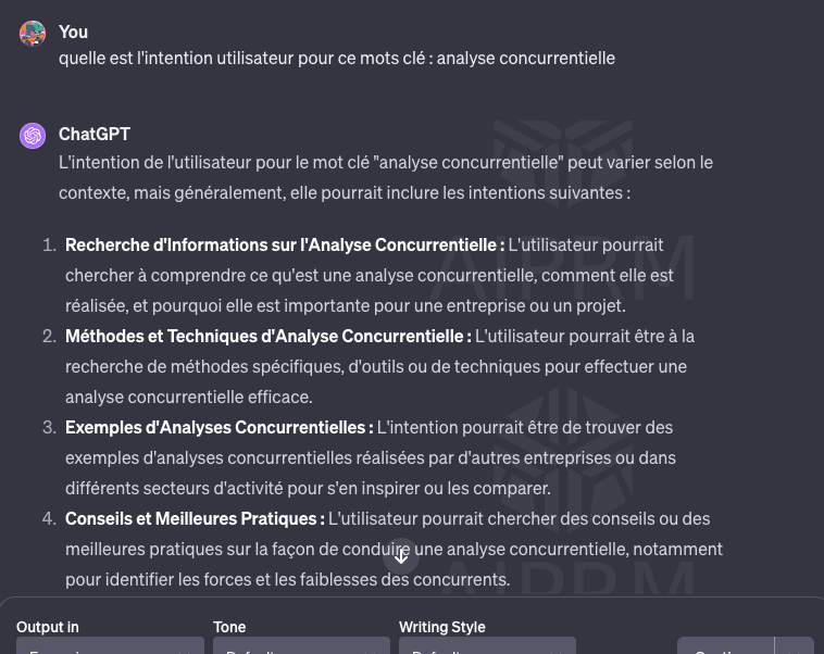 capture d'écran de chatGPT