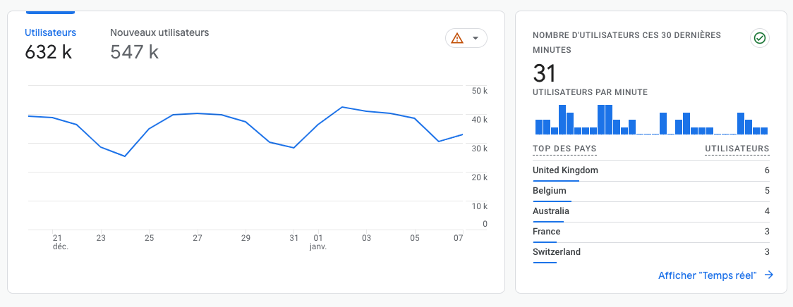 Capture d'écran de Google Analytics