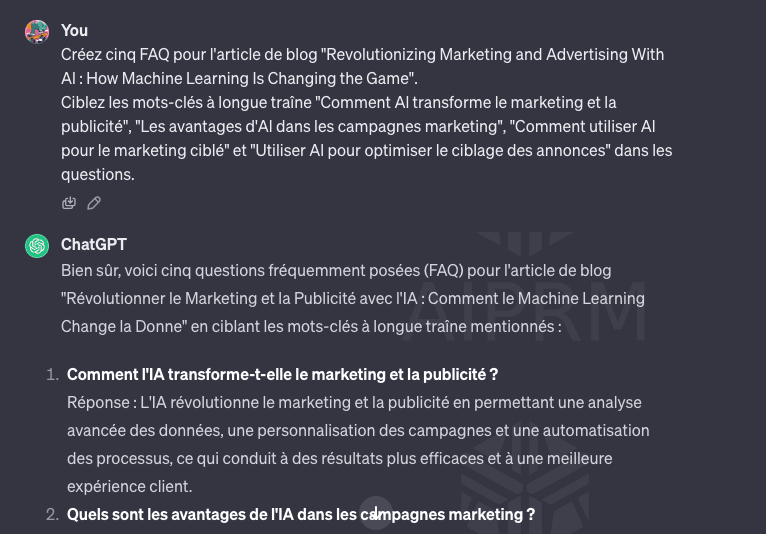 Créez cinq FAQ sur l'article de blog