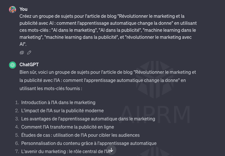 Créez des groupes de sujets pour l'article de blog
