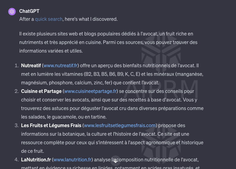 capture d'écran de chatGPT