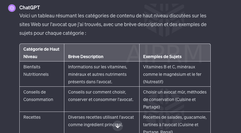 capture d'écran de chatGPT