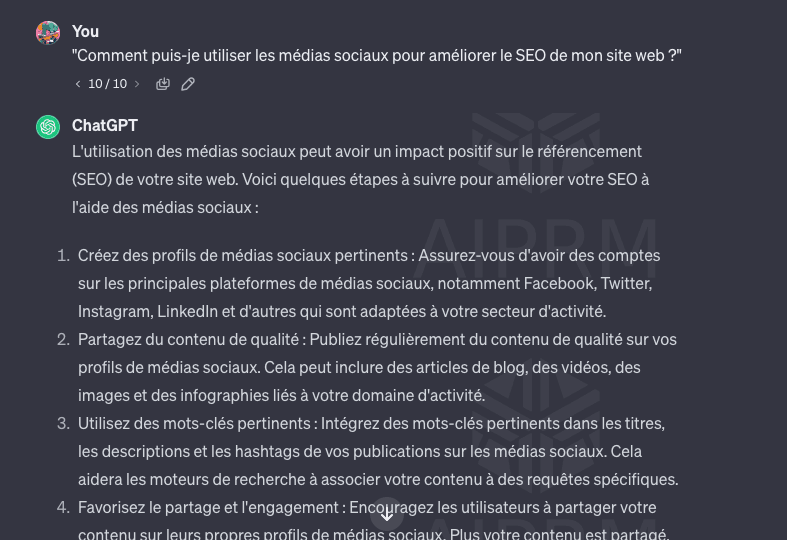 Exemple de prompt ChatGPT pour optimiser le SEO