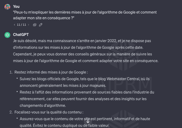 Exemple de prompt ChatGPT pour optimiser le SEO