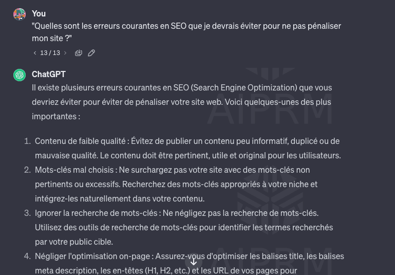 Exemple de prompt ChatGPT pour optimiser le SEO