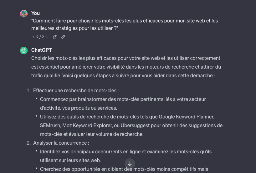 Exemple de prompt ChatGPT pour optimiser le SEO