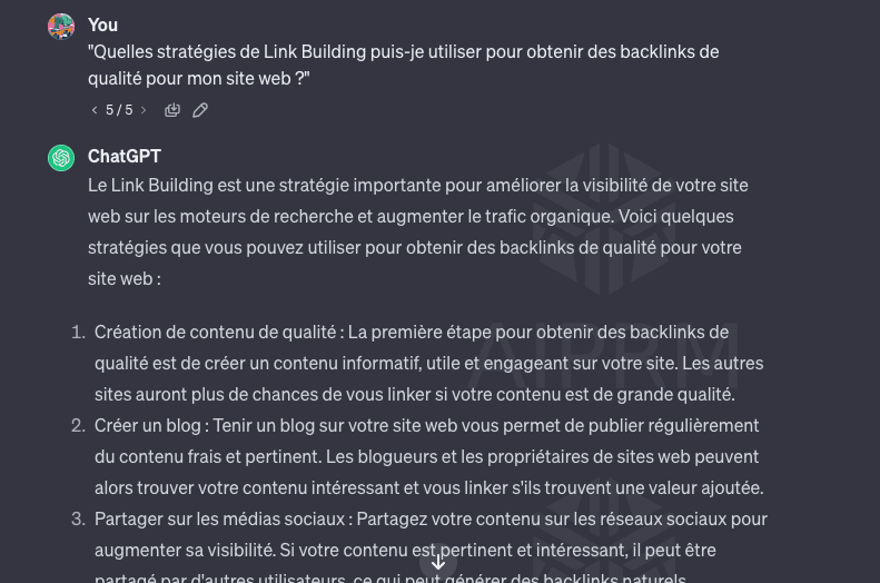 Exemple de prompt ChatGPT pour optimiser le SEO