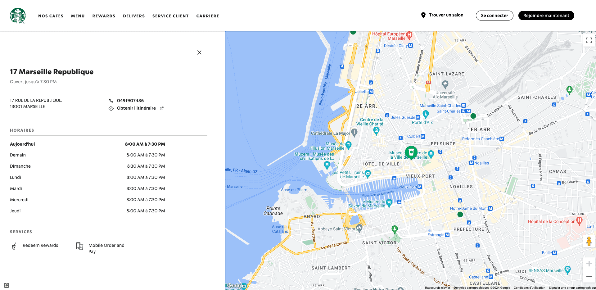capture d'écran d'un salon starbuck sur lequel on est redirigé apres avoir cliqué sur le lien dans le pack local google map