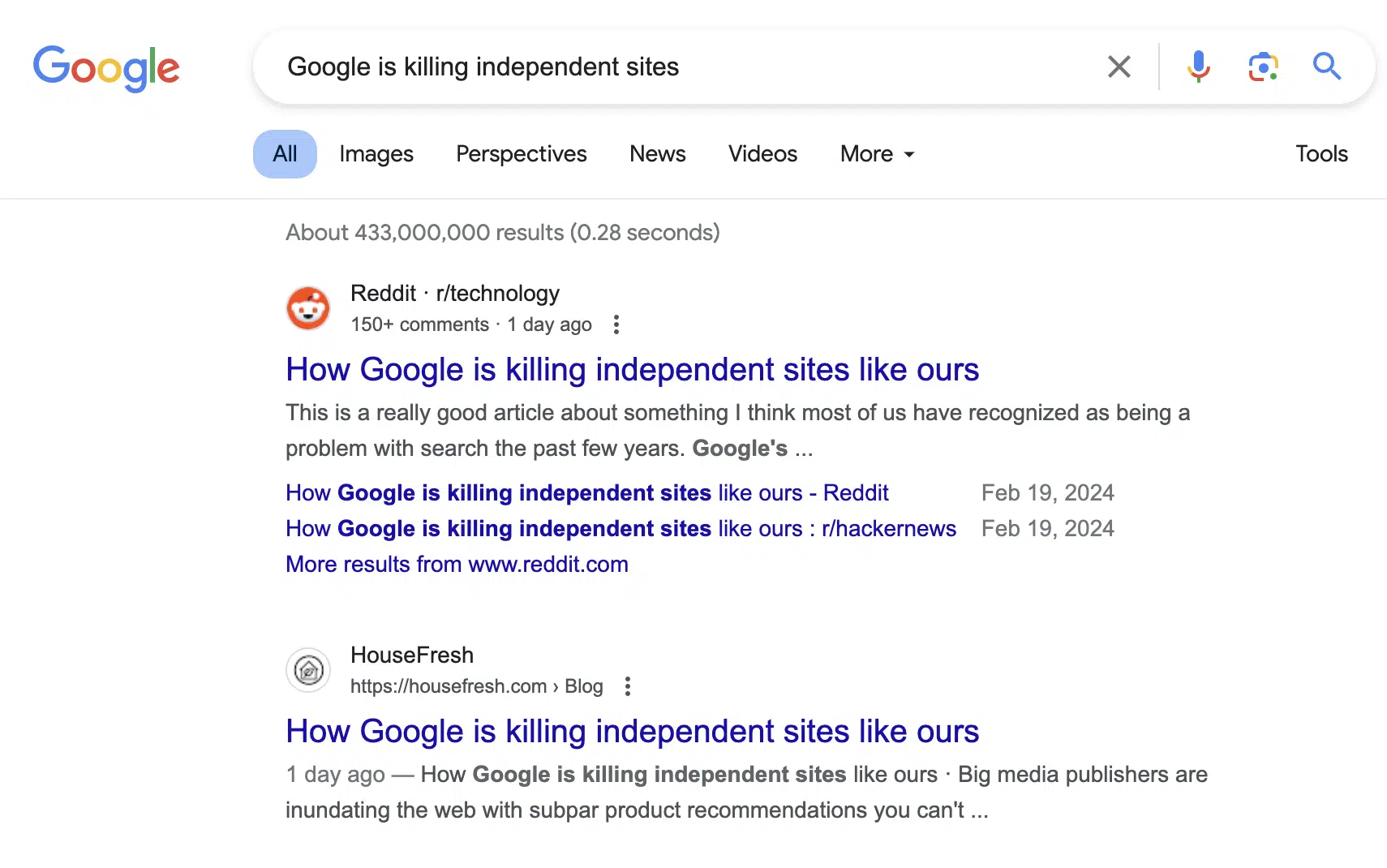 "Google tue les sites indépendants" 